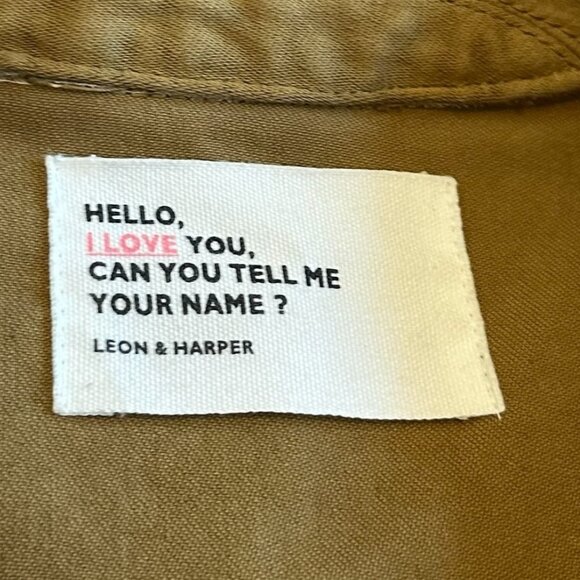 Leon & Harper Button-Down Camel Jacket Patch Pocket w/ Clover Pin Size Medium - Picture 11 of 12